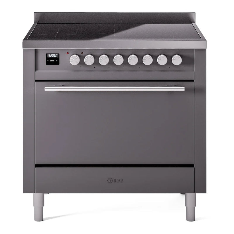 ILVE Professional Plus II 36" Induction Freestanding Range in Graphite Matte with Stainless Steel Trim, UPI366QMPMG