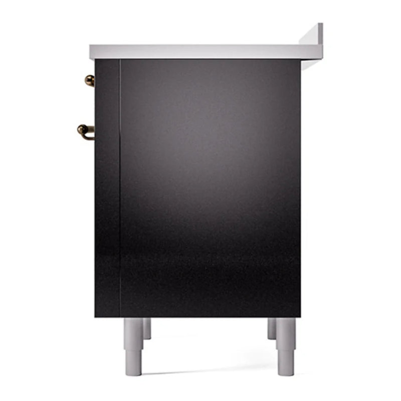 ILVE Nostalgie II 36" Induction Freestanding Range in Glossy Black with Burnished Trim, UPI366QNMPBKB