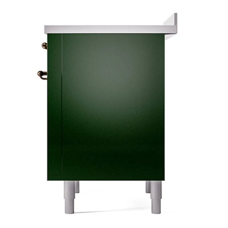 ILVE Nostalgie II 36" Induction Freestanding Range in Emerald Green with Burnished Trim, UPI366QNMPEGB
