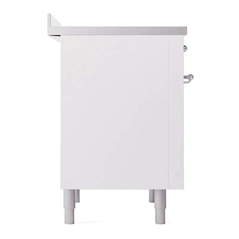ILVE Nostalgie II 36" Induction Freestanding Range in White with Chrome Trim, UPI366QNMPWHC