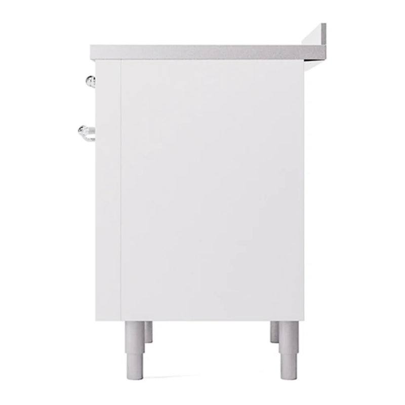 ILVE Nostalgie II 36" Induction Freestanding Range in White with Chrome Trim, UPI366QNMPWHC