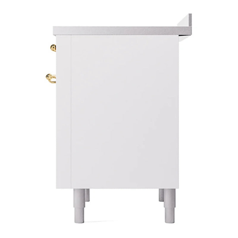 ILVE Nostalgie II 36" Induction Freestanding Range in White with Brass Trim, UPI366QNMPWHG