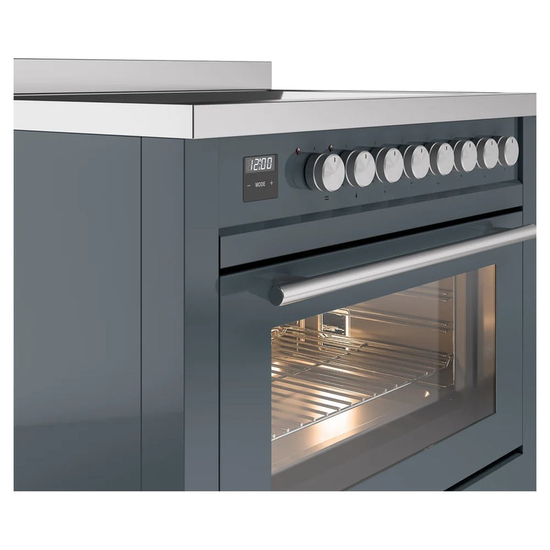 ILVE Professional Plus II 36" Induction Freestanding Range in Blue Grey with Stainless Steel Trim, UPI366WMPBG