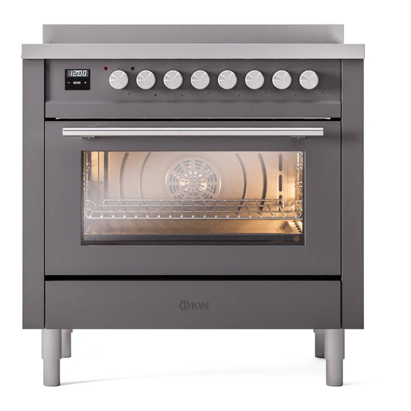 ILVE Professional Plus II 36" Induction Freestanding Range in Graphite Matte with Stainless Steel Trim, UPI366WMPMG