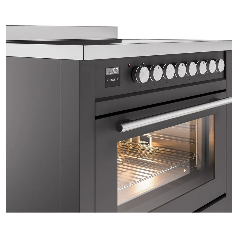 ILVE Professional Plus II 36" Induction Freestanding Range in Graphite Matte with Stainless Steel Trim, UPI366WMPMG