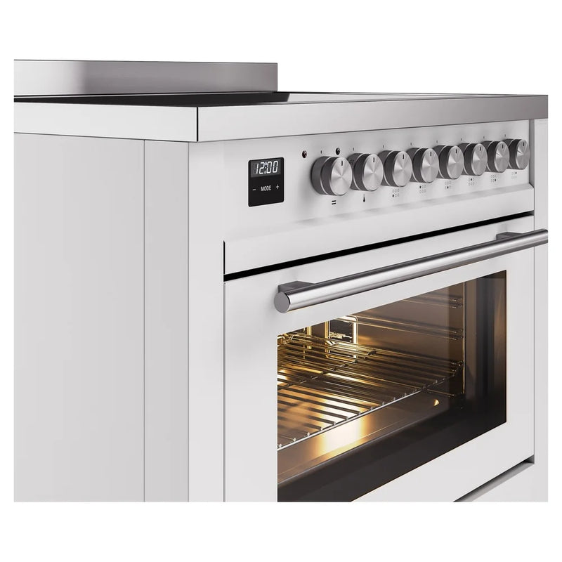 ILVE Professional Plus II 36" Induction Freestanding Range in White with Stainless Steel Trim, UPI366WMPWH