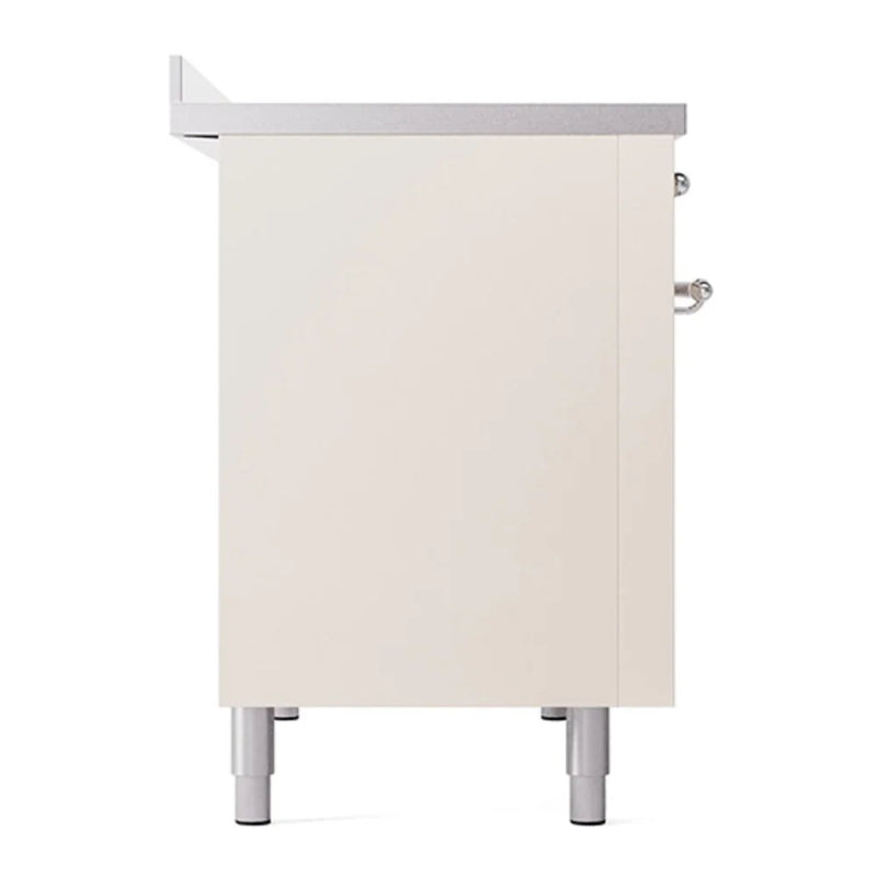 ILVE Nostalgie II 48" Induction Freestanding Range in Antique White with Chrome Trim, UPI486NMPAWC