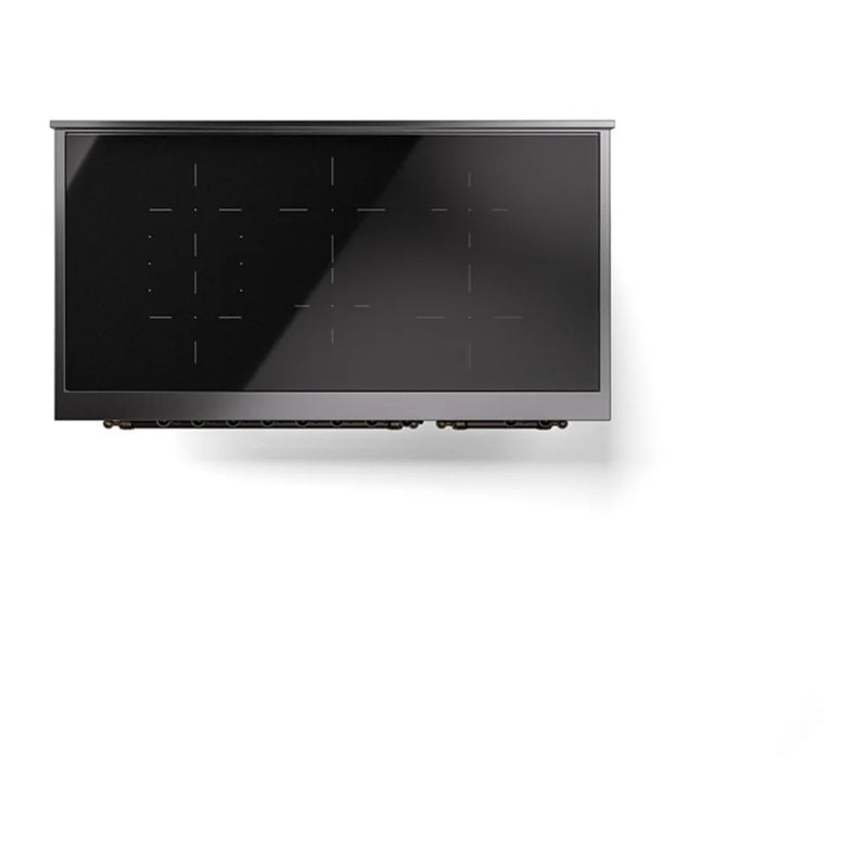 ILVE Nostalgie II 48" Induction Freestanding Range in Blue Grey with Burnished Trim, UPI486NMPBGB