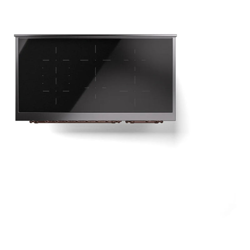 ILVE Nostalgie II 48" Induction Freestanding Range in Blue Grey with Copper Trim, UPI486NMPBGP