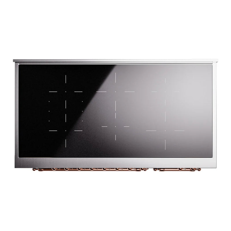 ILVE Nostalgie II 48" Induction Freestanding Range in Glossy Black with Copper Trim, UPI486NMPBKP