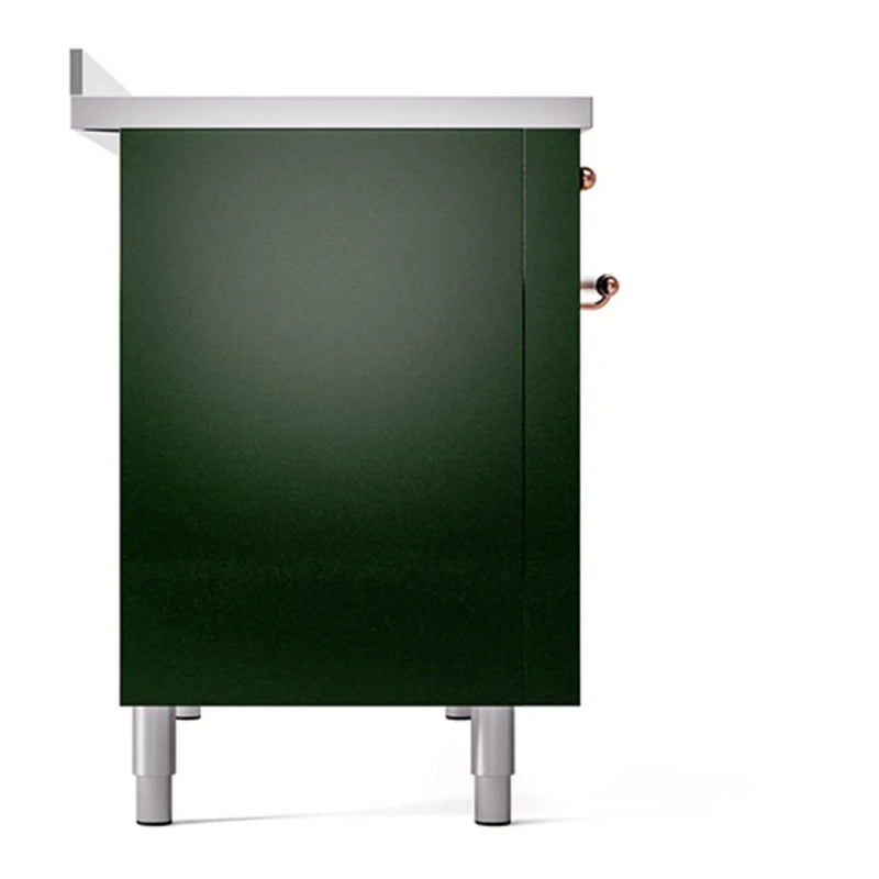 ILVE Nostalgie II 48" Induction Freestanding Range in Emerald Green with Copper Trim, UPI486NMPEGP