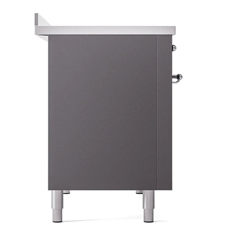 ILVE Nostalgie II 48" Induction Freestanding Range in Graphite Matte with Chrome Trim, UPI486NMPMGC