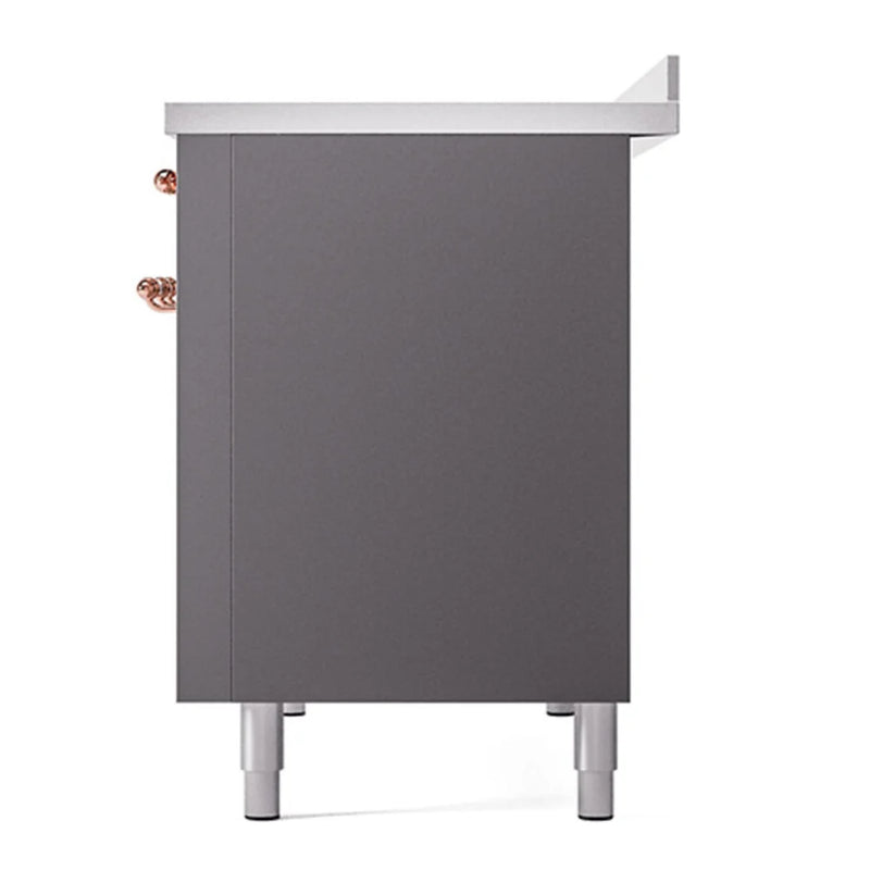 ILVE Nostalgie II 48" Induction Freestanding Range in Graphite Matte with Copper Trim, UPI486NMPMGP