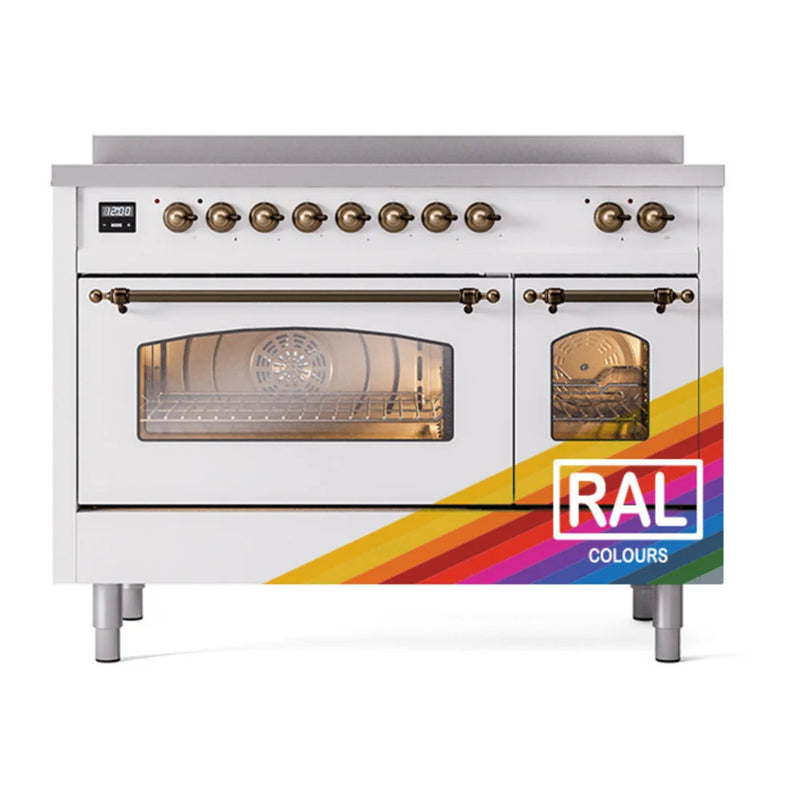 ILVE Nostalgie II 48" Induction Freestanding Range in RAL Color with Burnished Trim, UPI486NMPRAB