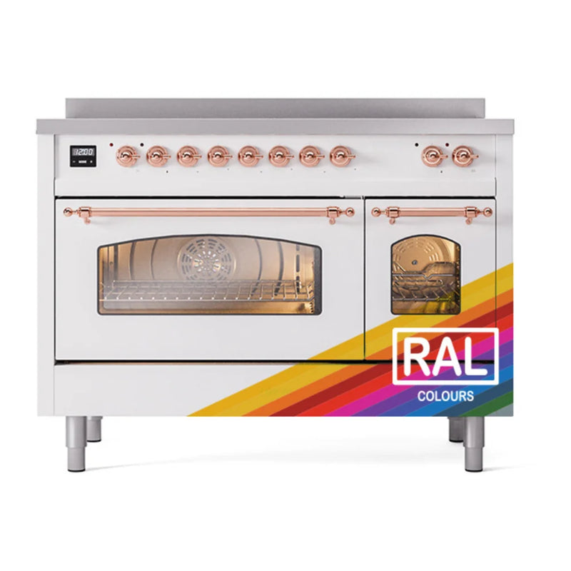ILVE Nostalgie II 48" Induction Freestanding Range in RAL Color with Copper Trim, UPI486NMPRAP