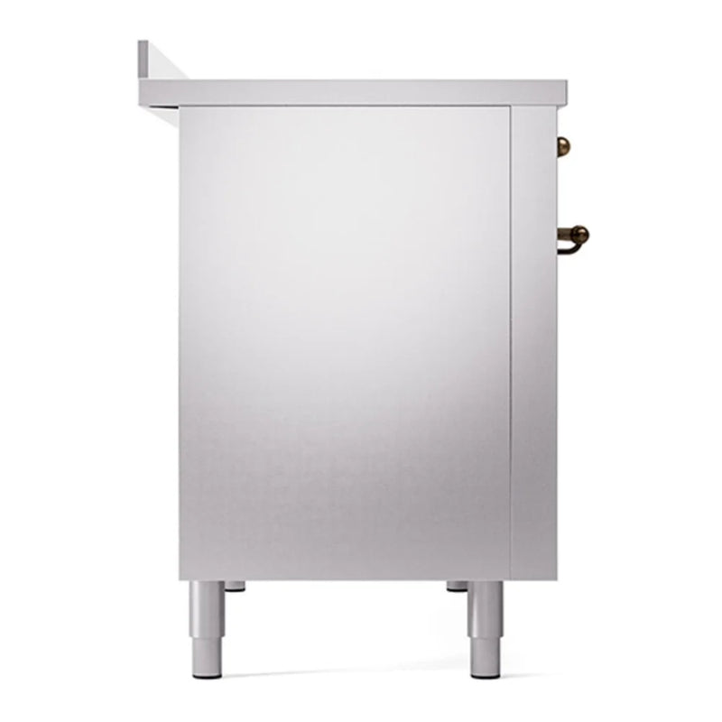 ILVE Nostalgie II 48" Induction Freestanding Range in Stainless Steel with Burnished Trim, UPI486NMPSSB