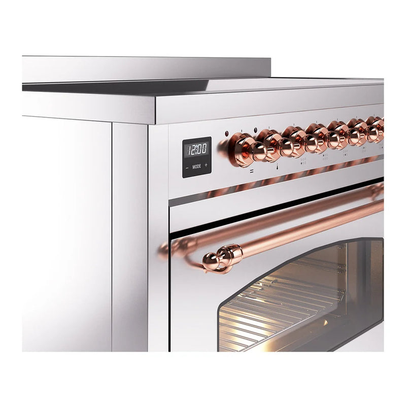 ILVE Nostalgie II 48" Induction Freestanding Range in Stainless Steel with Copper Trim, UPI486NMPSSP