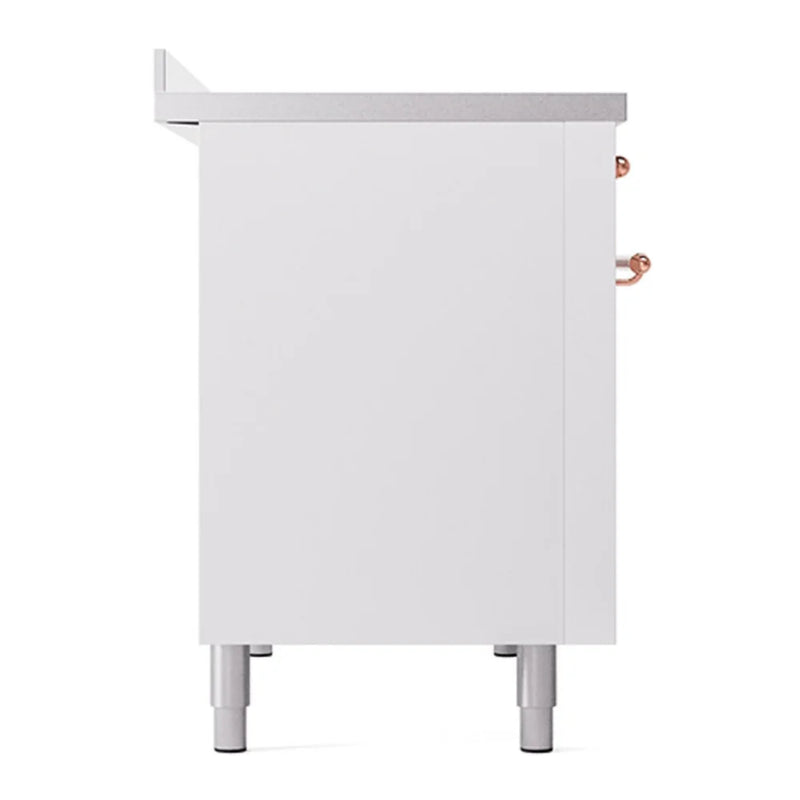 ILVE Nostalgie II 48" Induction Freestanding Range in White with Copper Trim, UPI486NMPWHP