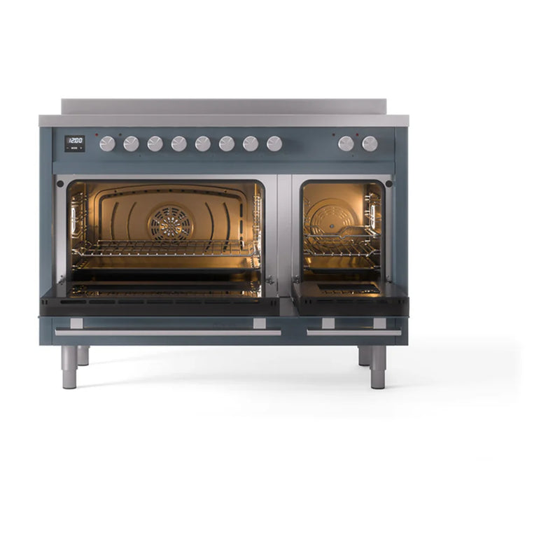 ILVE Professional Plus II 48" Induction Freestanding Range in Blue Grey with Stainless Steel Trim, UPI486QMPBG
