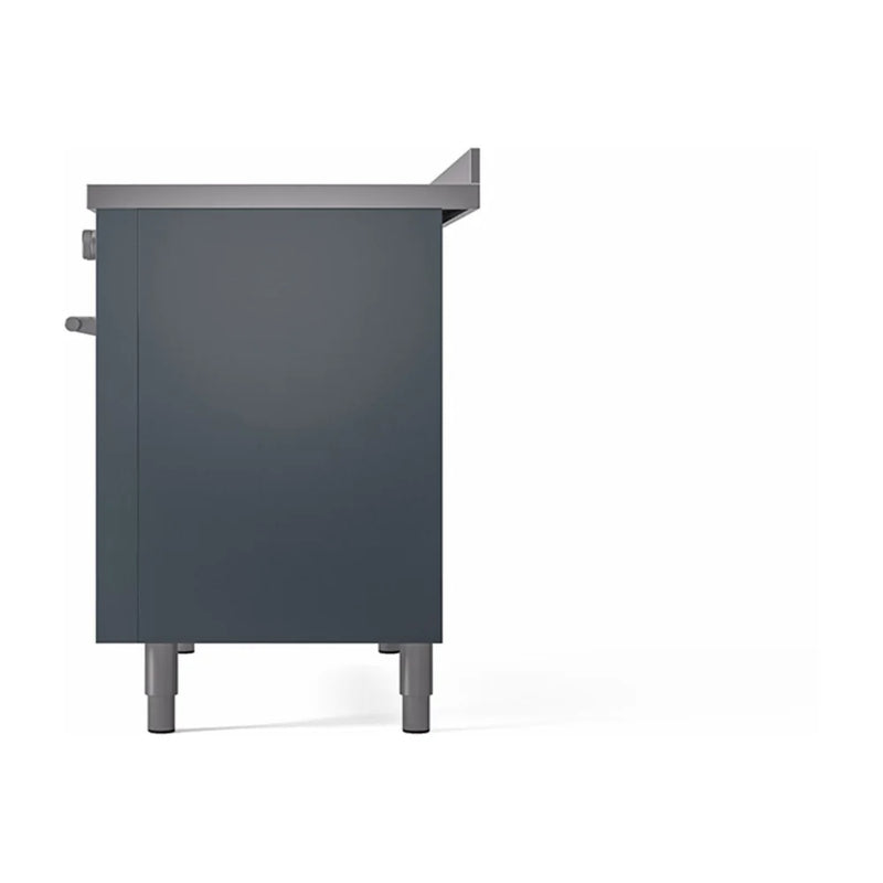 ILVE Professional Plus II 48" Induction Freestanding Range in Blue Grey with Stainless Steel Trim, UPI486QMPBG