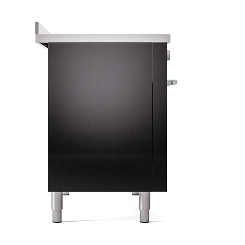 ILVE Professional Plus II 48" Induction Freestanding Range in Glossy Black with Stainless Steel Trim, UPI486QMPBK