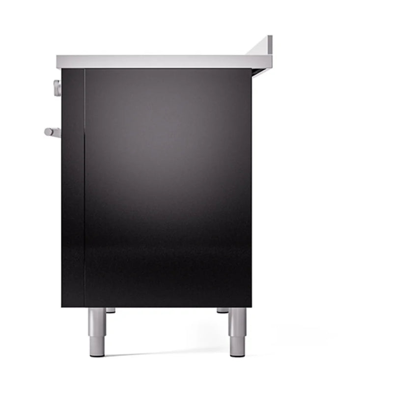 ILVE Professional Plus II 48" Induction Freestanding Range in Glossy Black with Stainless Steel Trim, UPI486QMPBK