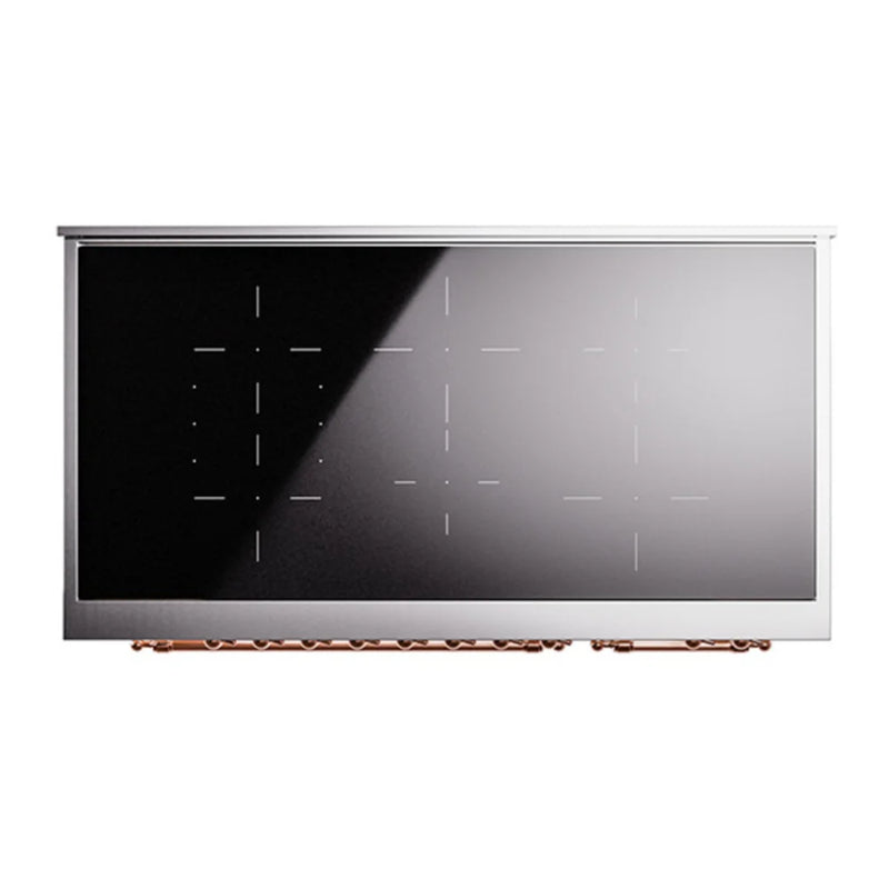 ILVE Nostalgie II 48" Induction Freestanding Range in Antique White with Copper Trim, UPI486QNMPAWP