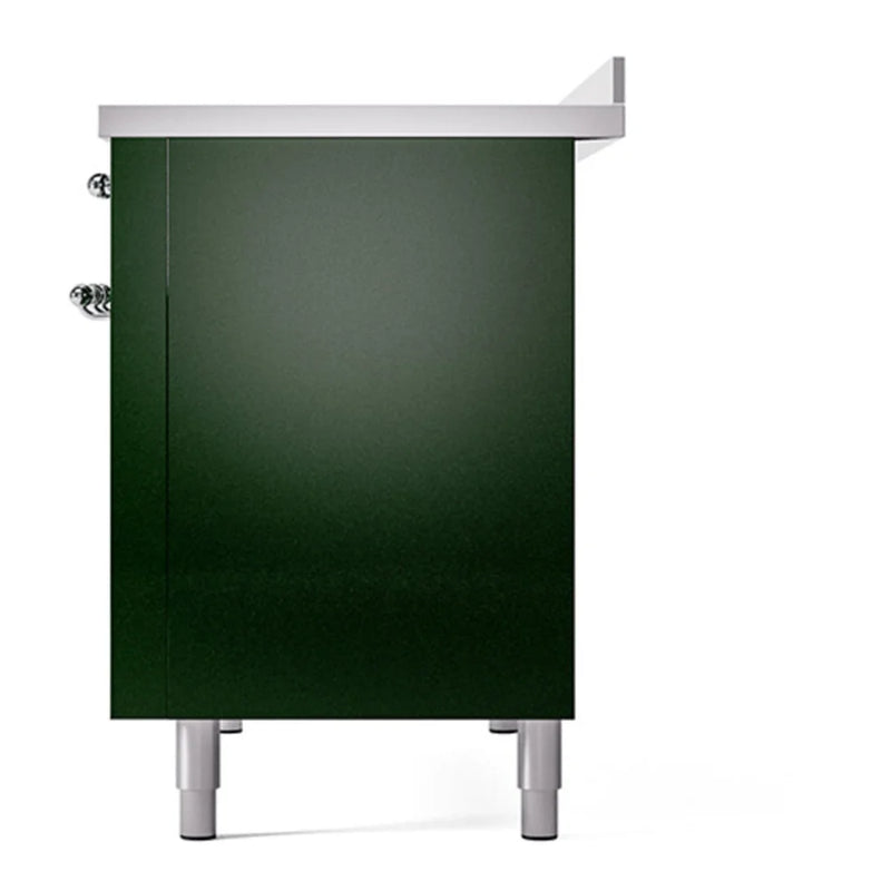 ILVE Nostalgie II 48" Induction Freestanding Range in Emerald Green with Chrome Trim, UPI486QNMPEGC