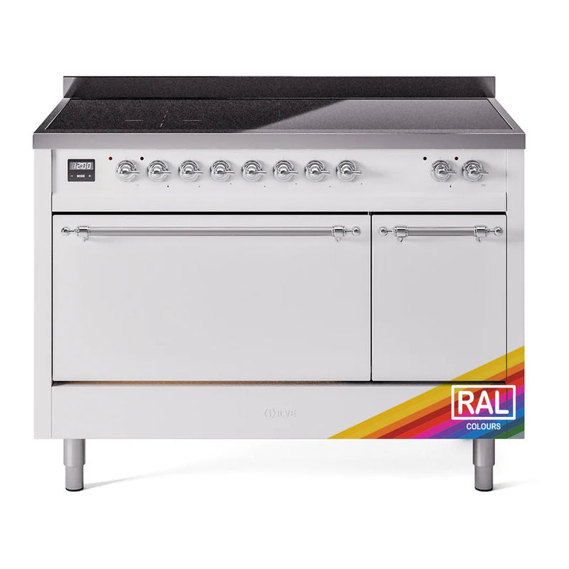 ILVE Nostalgie II 48" Induction Freestanding Range in RAL Color with Chrome Trim, UPI486QNMPRAC