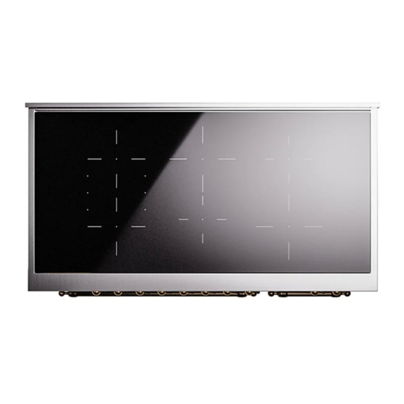 ILVE Nostalgie II 48" Induction Freestanding Range in Stainless Steel with Burnished Trim, UPI486QNMPSSB