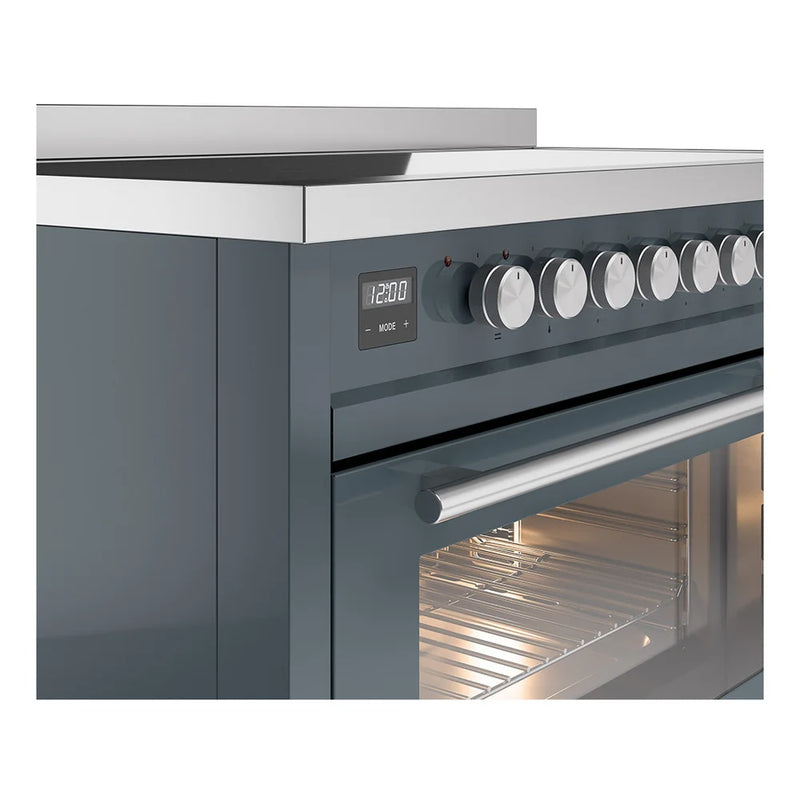 ILVE Professional Plus II 48" Induction Freestanding Range in Blue Grey with Stainless Steel Trim, UPI486WMPBG