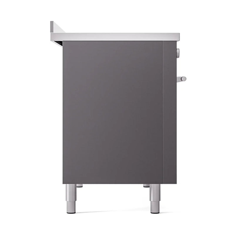 ILVE Professional Plus II 48" Induction Freestanding Range in Graphite Matte with Stainless Steel Trim, UPI486WMPMG