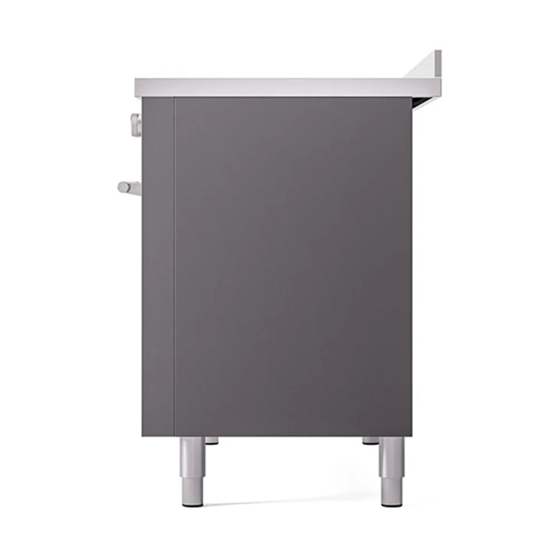ILVE Professional Plus II 48" Induction Freestanding Range in Graphite Matte with Stainless Steel Trim, UPI486WMPMG