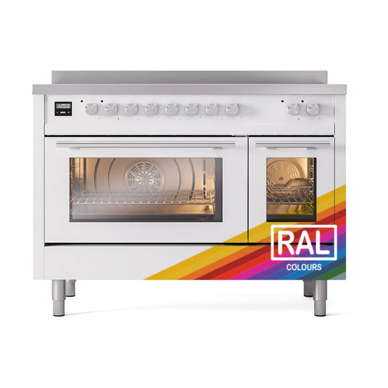ILVE Professional Plus II 48" Induction Freestanding Range in RAL Color with Stainless Steel Trim, UPI486WMPRA
