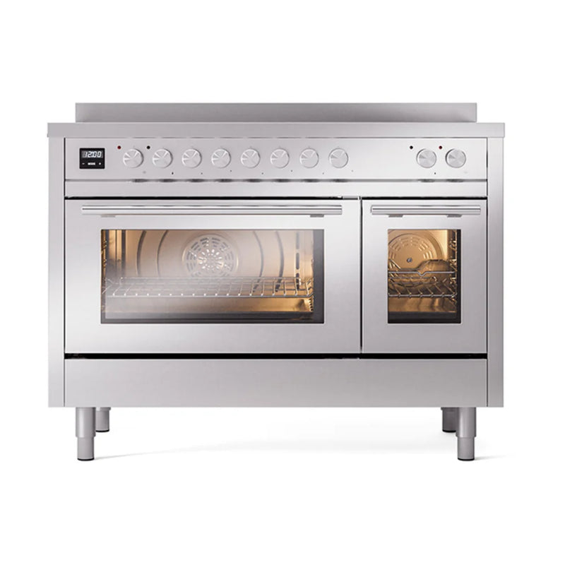 ILVE Professional Plus II 48" Induction Freestanding Range in Stainless Steel with Stainless Steel Trim, UPI486WMPSS