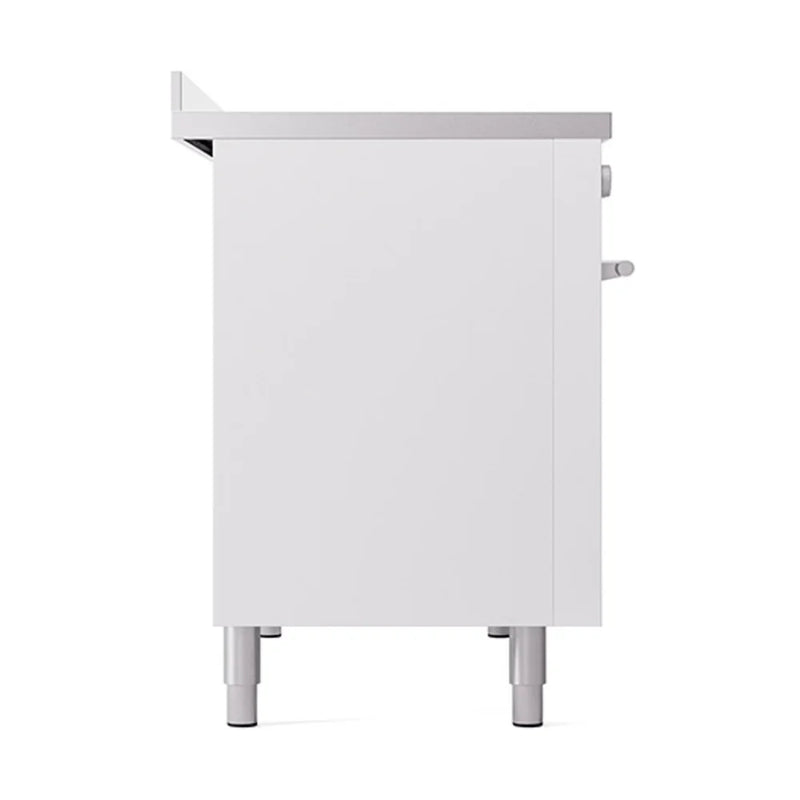 ILVE Professional Plus II 48" Induction Freestanding Range in White with Stainless Steel Trim, UPI486WMPWH