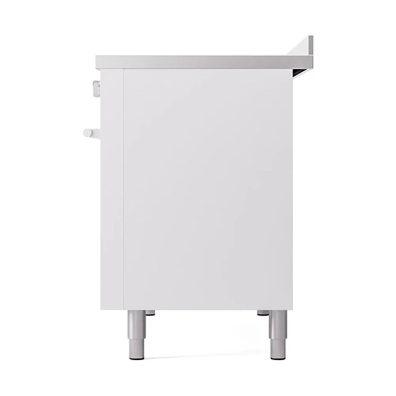ILVE Professional Plus II 48" Induction Freestanding Range in White with Stainless Steel Trim, UPI486WMPWH
