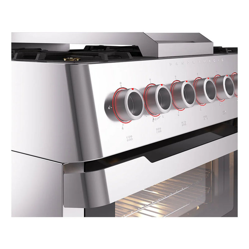 ILVE Panoramagic 36" Dual Fuel Freestanding Range in Stainless Steel with Satin Trim, UPM09FDS3SSLP