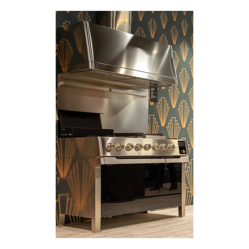 ILVE Panoramagic 48" Dual Fuel Freestanding Range in Stainless Steel with Satin Trim, UPM12FDS3SSLP