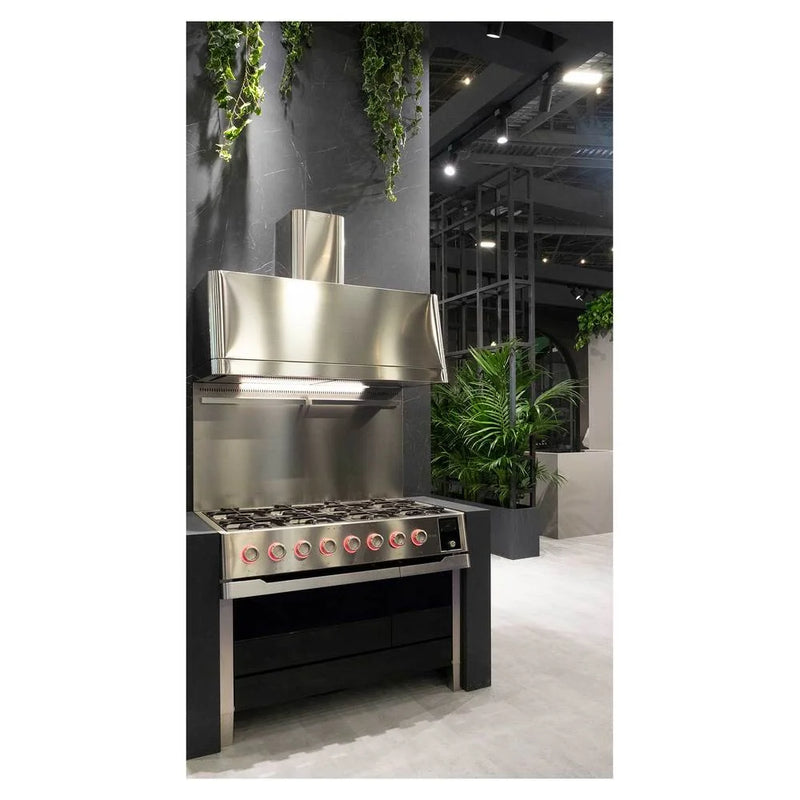 ILVE Panoramagic 48" Dual Fuel Freestanding Range in Stainless Steel with Satin Trim, UPM12FDS3SSLP
