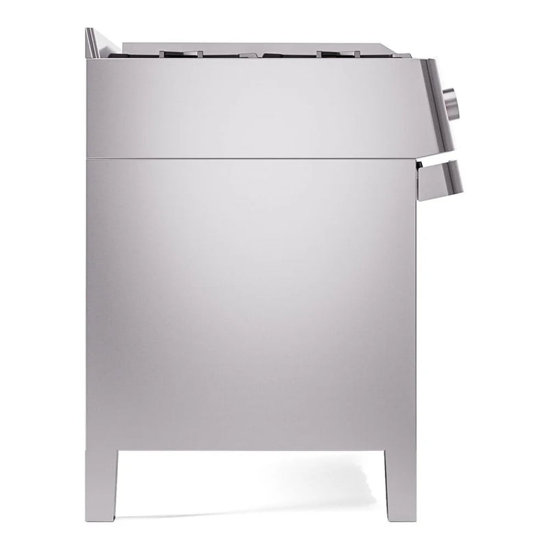ILVE Panoramagic 48" Dual Fuel Freestanding Range in Stainless Steel with Satin Trim, UPM12FDS3SSLP