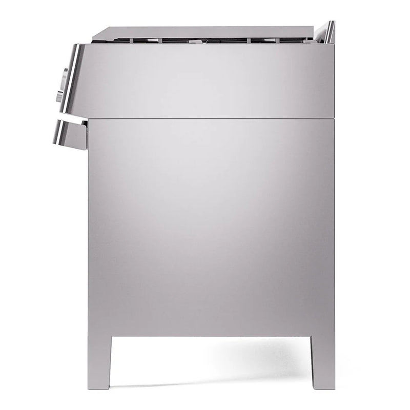 ILVE Panoramagic 48" Dual Fuel Freestanding Range in Stainless Steel with Satin Trim, UPM12FDS3SSLP