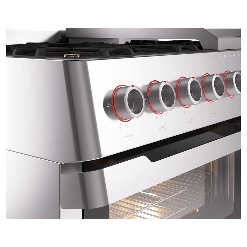 ILVE Panoramagic 48" Dual Fuel Freestanding Range in Stainless Steel with Satin Trim, UPM12FDS3SS