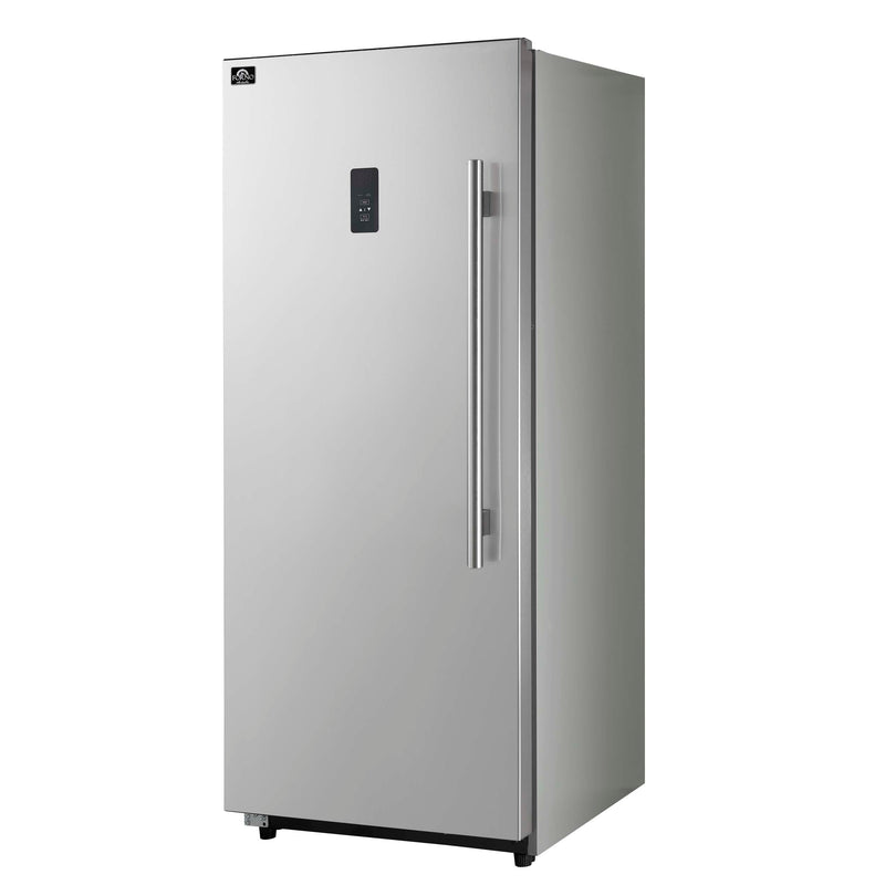 Forno Fortezza 28" Freestanding Left-Swing Freezer in Stainless Steel, Total No Frost Cooling, Automatic Ice Maker, Fast Freeze, FFFFD1738-28LS