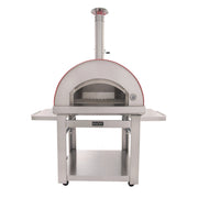 Kucht Outdoor Wood Fire Pizza Oven VENICE-R in stainless steel with foldable side tables, chimney, and spacious cooking chamber.
