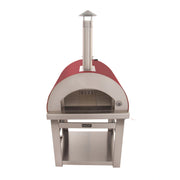 Kucht Outdoor Wood Fire Pizza Oven in yellow with stainless steel body, firebrick floor, and chimney for authentic cooking.