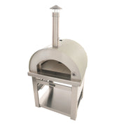 Kucht Outdoor Wood Fire Pizza Oven VENICE-S in stainless steel with chimney, firebrick floor, and spacious cooking chamber.