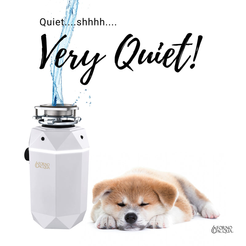 Forno ACQUA BrightDIAMOND Moonstone 3/4HP Garbage Disposal with Motion Sensor LED Light, Pre-Wired Air Switch, Stainless Steel Chamber, WDD075TA2MS