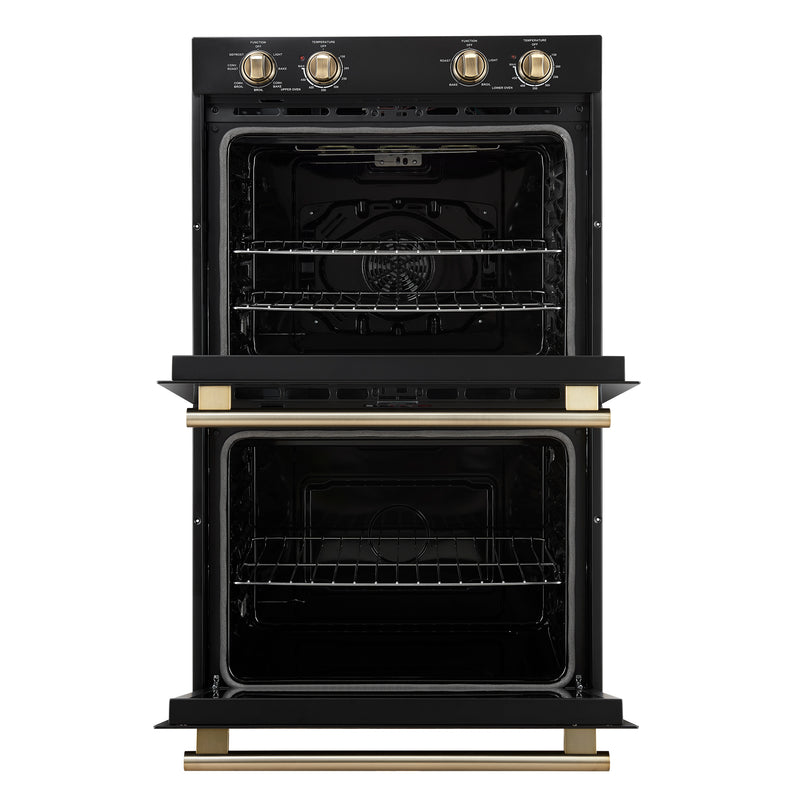 Forno Vomero 30" Double Wall Oven Electric in Black, 10 cu. ft. Total Capacity, True Convection, 6 Cooking Modes, FBOEL1324-30BLK