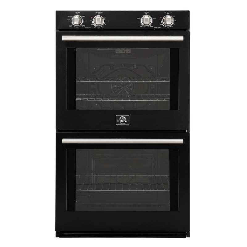 Forno Vomero 30" Double Wall Oven Electric in Black, 10 cu. ft. Total Capacity, True Convection, 6 Cooking Modes, FBOEL1324-30BLK